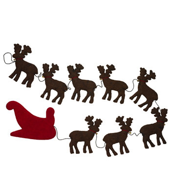 Handmade Reindeer Christmas Garland in Hand Felted Wool - 6'