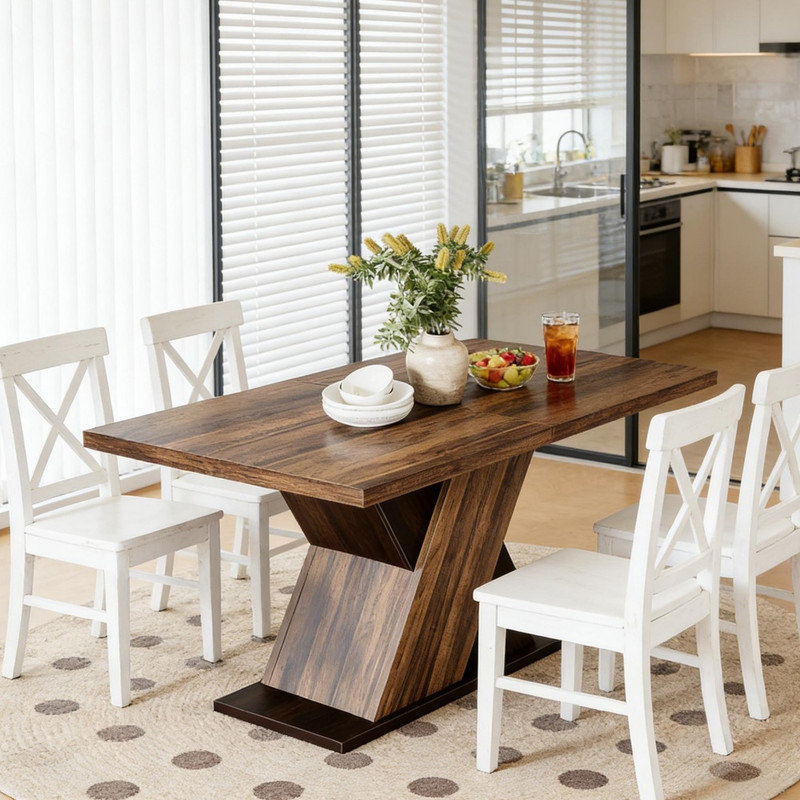 Table de cuisine/salle à manger rétro chic, table de bar vintage robuste avec structure en X, table de réception multifonctionnelle