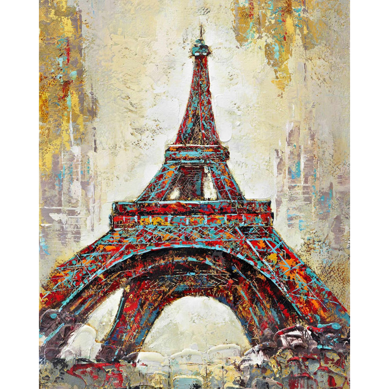 Abstract Eiffel Tower - Yellow Building Canvas for Home Decor