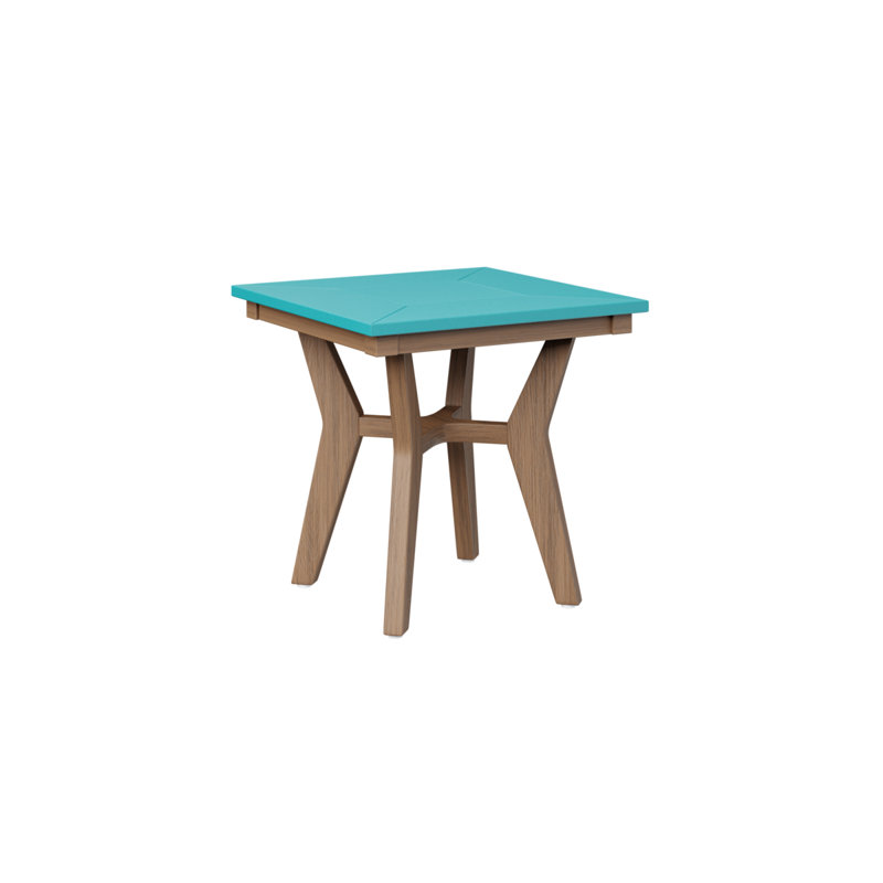 Mayhew Outdoor Square Side Table, Antique Mahogany, Aruba Blue