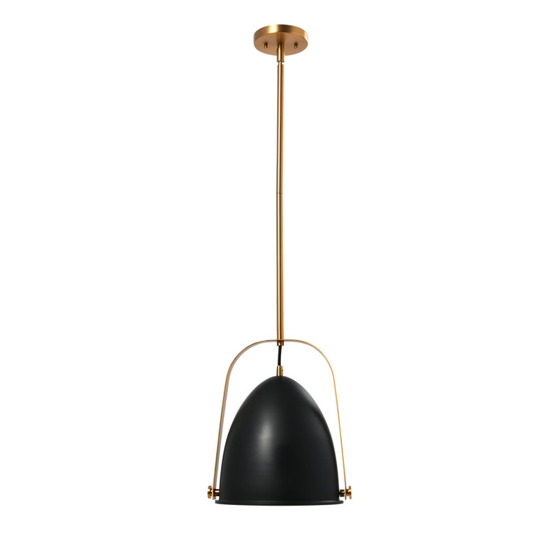 Luminaire suspendu en dome à 1 lumière, Noir mat