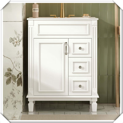 Modern Bathroom Vanity With Ceramic Sink Drawers Adjustable Shelf