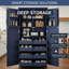Grande armoire à quatre portes avec tablettes à double couche, huit plateaux coulissants et tablettes réglables de 70,9 pouces de hauteur-1341763826-1341763827