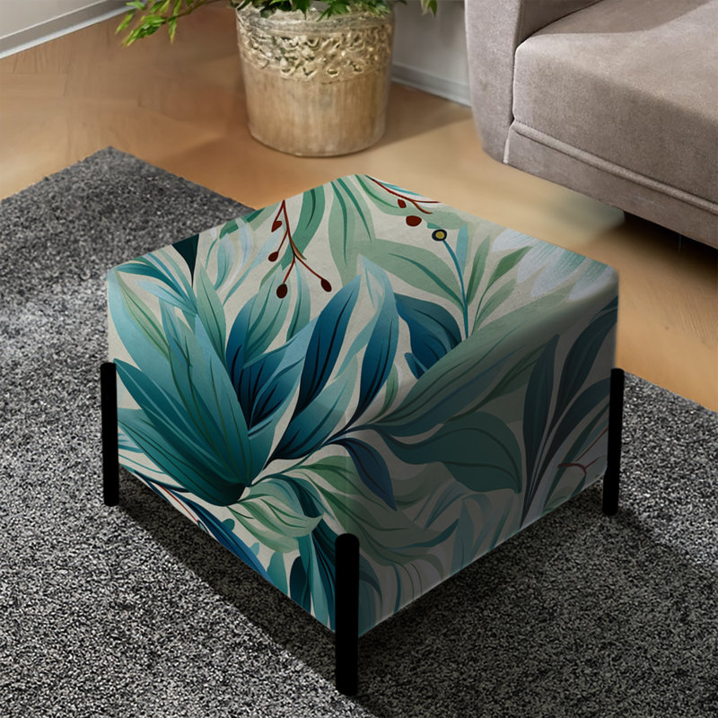 Motif botanique à feuillage océanique - repose-pieds carré tropical