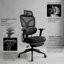 Fauteuil de bureau ergonomique avec appui-tête 3D, soutien lombaire 4D, accoudoirs réglables, inclinaison 145 ° Zero Gravity, fauteuil de jeu d'ordinateur avec repose-pieds, dossier en filet respirant et siège en coin pour les jeux de bureau à domicile