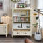 Blanc massif + bois manufacturé + vitrines