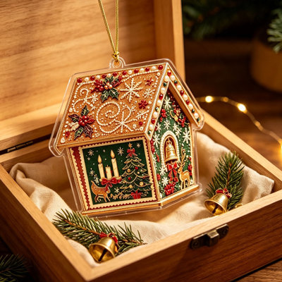 Ensemble de décorations de Noël en acrylique à suspendre, représentant une maison en pain d'épices, pour la décoration intérieure de Noël et d'hiver.