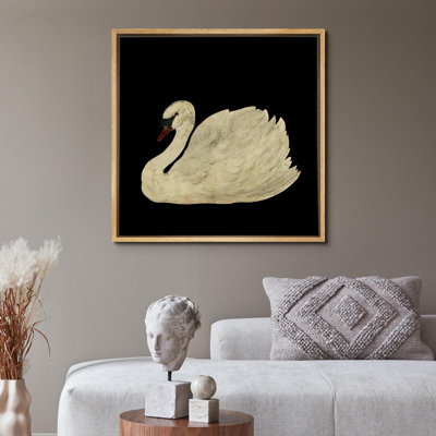 Élégant cygne, aquarelle, minimaliste, oiseau, illustrations, réalisme, décor, panoramique, terre encadrée
