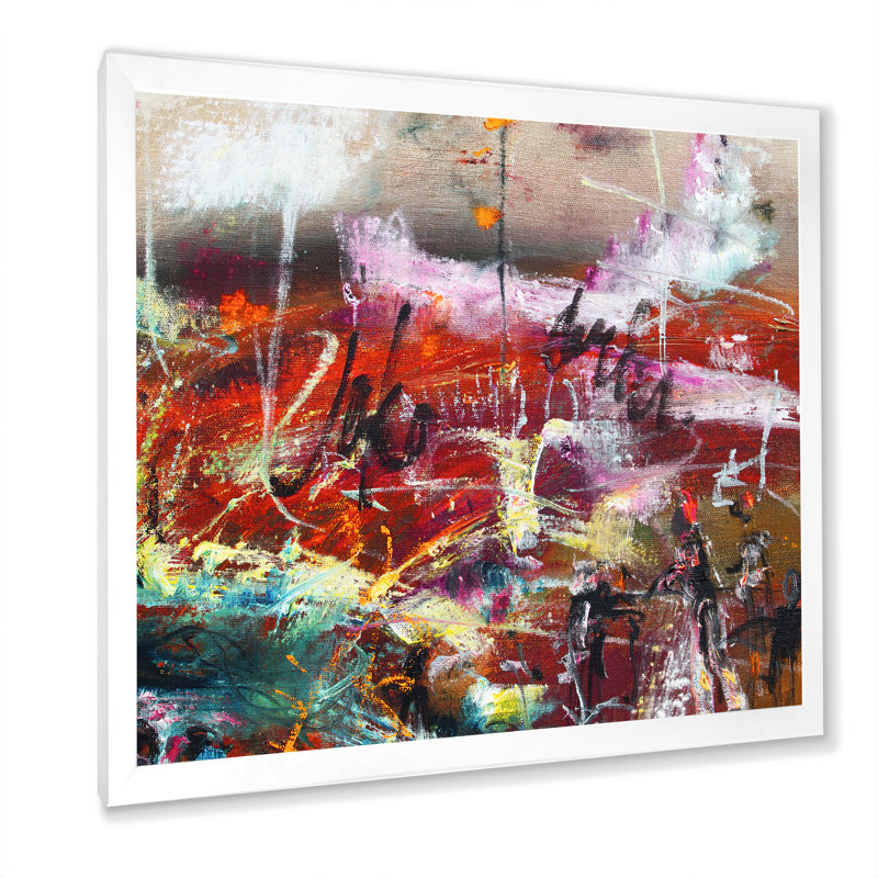 Music Abstract Painting - Painting on Canvas, 36" H x 36" W x 1.5" D, White Picture Framed