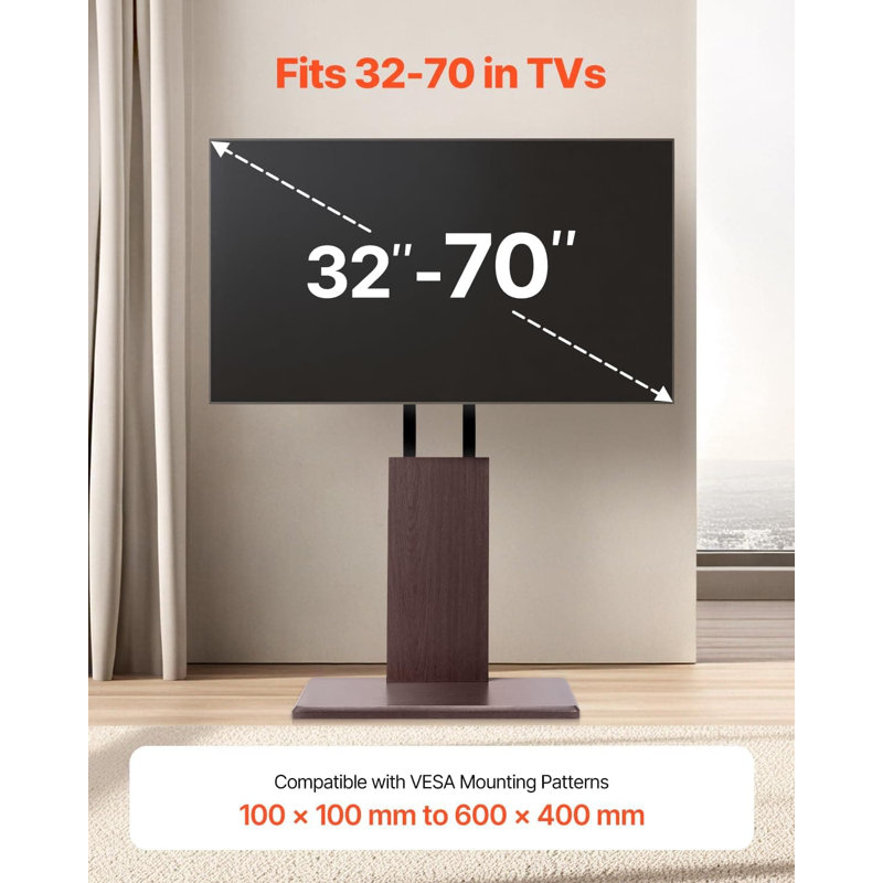 Universal Table Top TV Stand For 32-70 Inch Tvs, Swivel TV Mount Stand With Height Adjustment, Supports Up To 99 Lbs, MAX VESA 600X400 Mm, With Power Strip And Cable Management