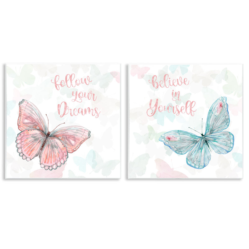 «Believe In Dreams Butterflies», ensemble de 2 toiles murales par Carol Robinson