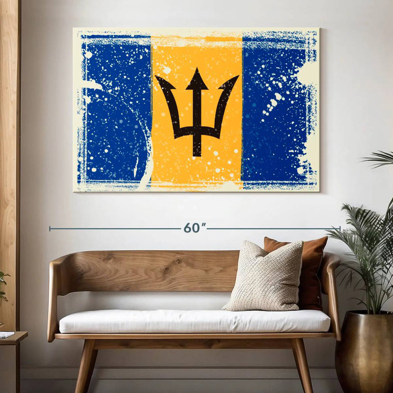 Borges Splattered Barbados Flag, 34" H x 51" W