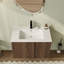 Meuble-lavabo mural simple de 30 po avec comptoir en céramique et meuble flottant brun-130833437