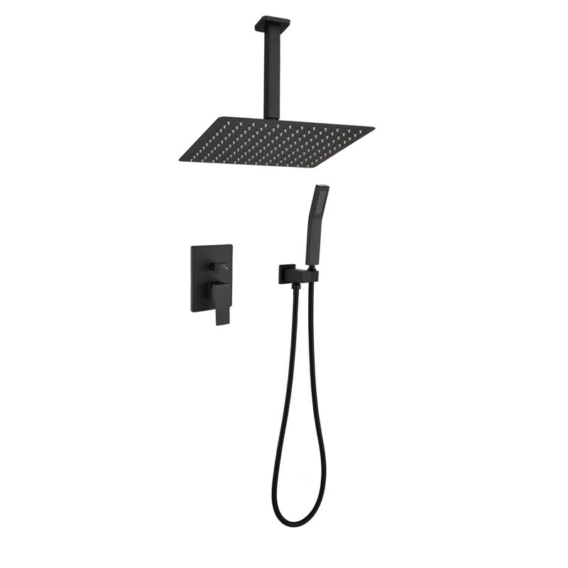 Système de douche carré complet de 12 pouces avec valve brute