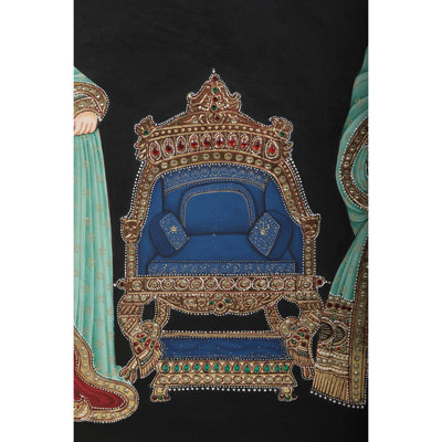 Prince And Princess With Attractive Dressing - Embossed With Inlay Work | Natural Colors On Paper