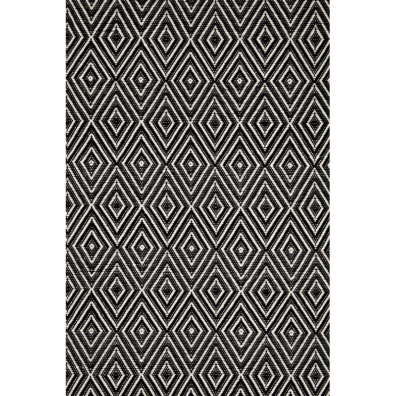 Diamond Black/Ivory Handwoven Indoor/Outdoor Rug, Rectangle 4' x 6'