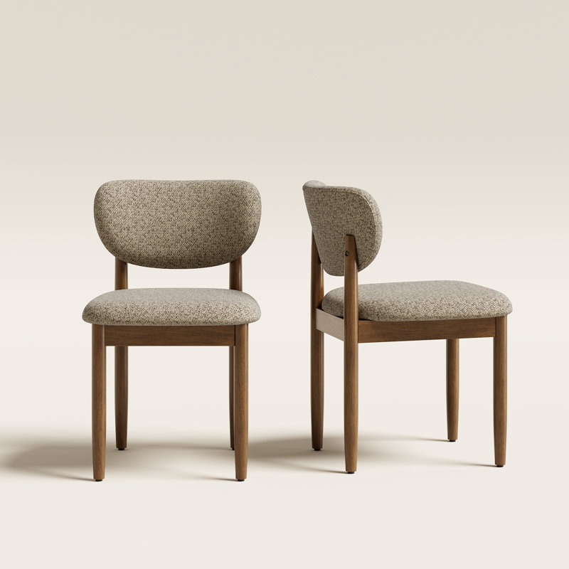 Upholstered Solid Wood Side Dining Chair, Camel