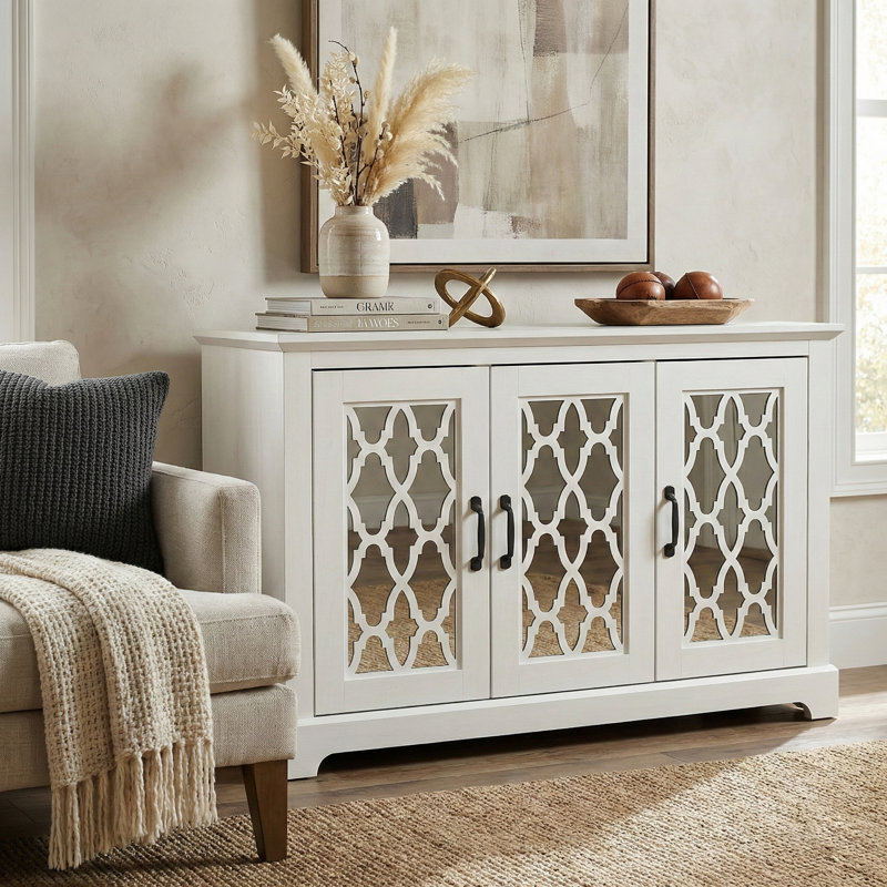 Buffet Chessani de 45,7 po de largeur, Blanc perle
