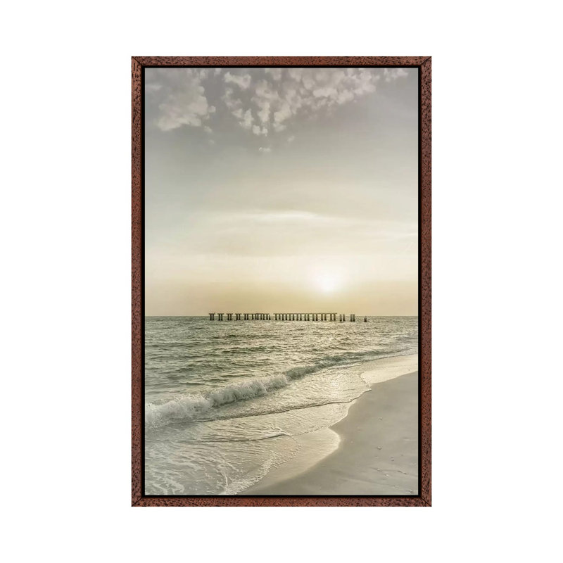 Gasparilla Island Sunset 1 Piece Wall Art on Canvas, 101.6cm H x 66.04cm W x 3.81cm D, Classic Brown Wood Framed