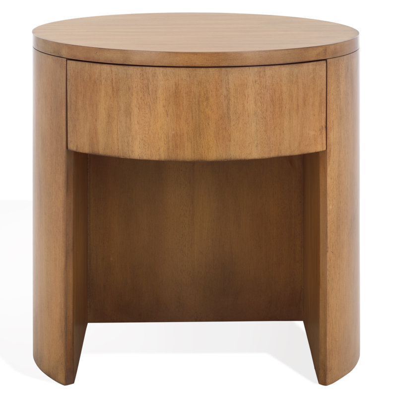 Daiya Round 1 Draw Wood Nightstand, Natural
