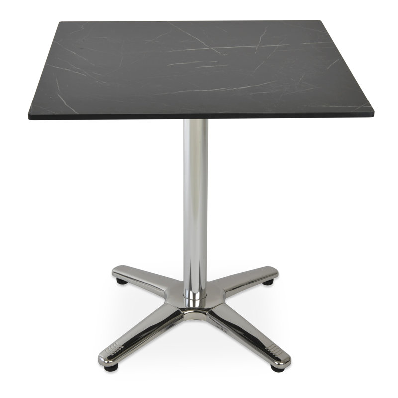 Lamer Laminate Commercial Table, 30" H x 27" L x 27" W, Black Marble