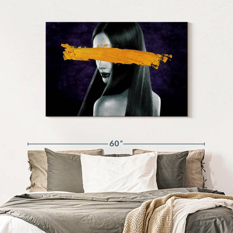 Leisha Pleasing Girl Yellow Brush Stroke, 32" H x 48" W