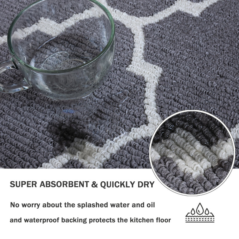 Tapis de cuisine 2 pièces antidérapant et antidérapant, Tapis de couloir 20 po x 31 po + Tapis de couloir , Gris