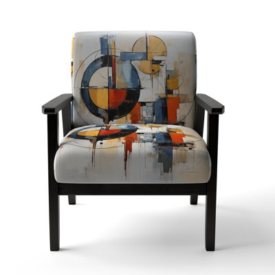 Colorful Mid Century Abstract Fusion I - Upholstered Modern Arm Chair by Design Art