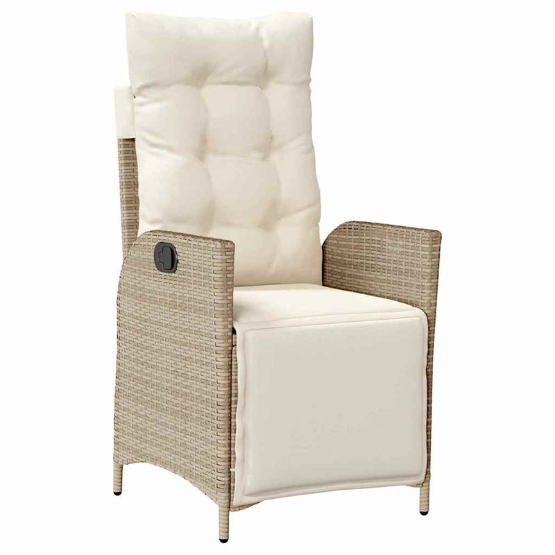  Ensemble de salle à manger de jardin avec coussin 7 pièces en rotin de polyester beige, Beige Cushion/Natural Frame, 6