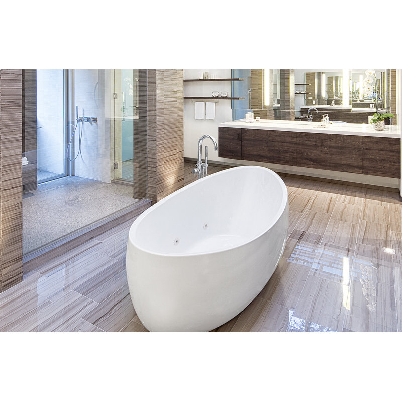 Picasso 72'' L Freestanding Bathtub, Linear Integral Overflow, Matte Black