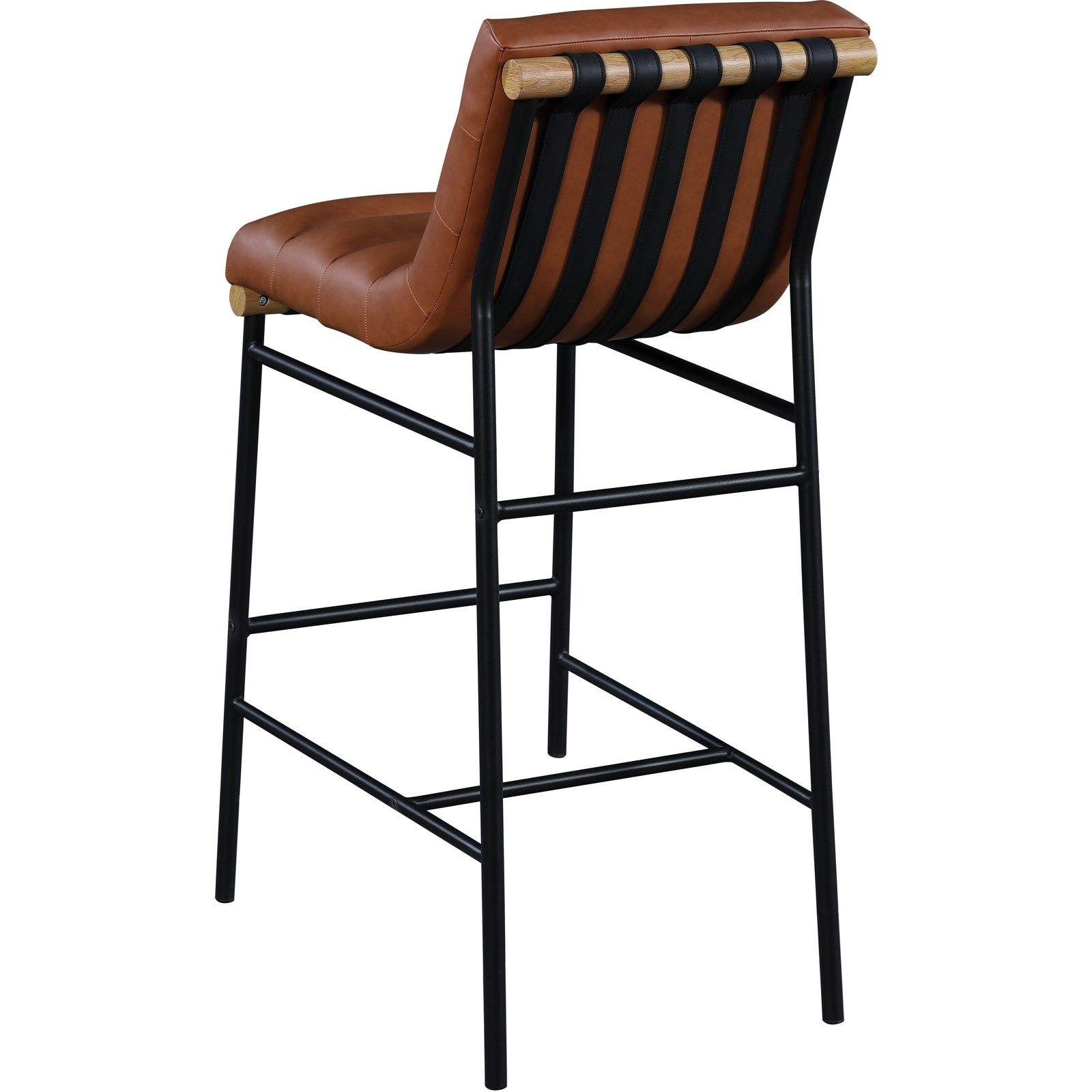 " Bar Stool, Cognac Faux Leather, Bar Stool (29.9" Seat Height)