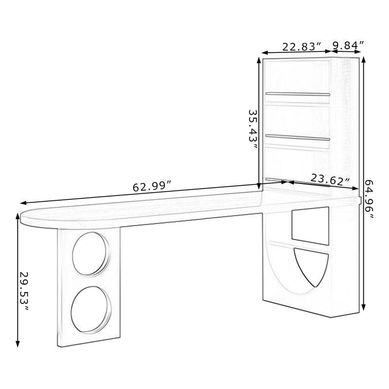 Black Rectangular Solid Wood desk, H 64,96 po x l 70,87 po x P 23,62 po