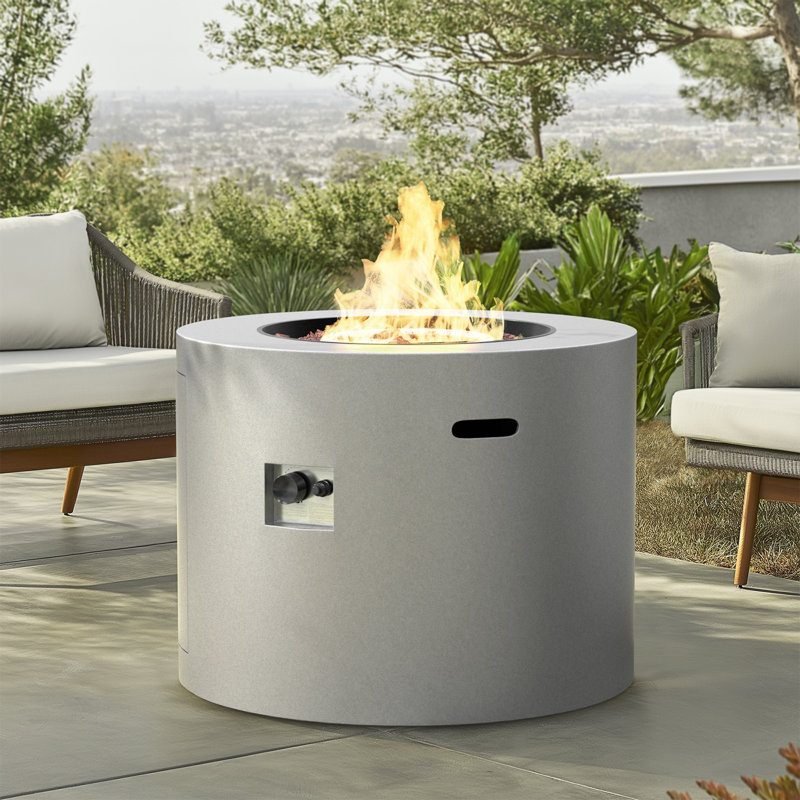Rodeny 32"  Propane Gas Outdoor Alloy Steel With Concrete Style Fire Pit with Lid
