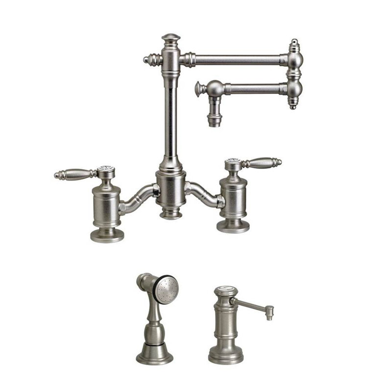 Towson Bridge Faucet - 12" Articulated Spout, Satin Chrome