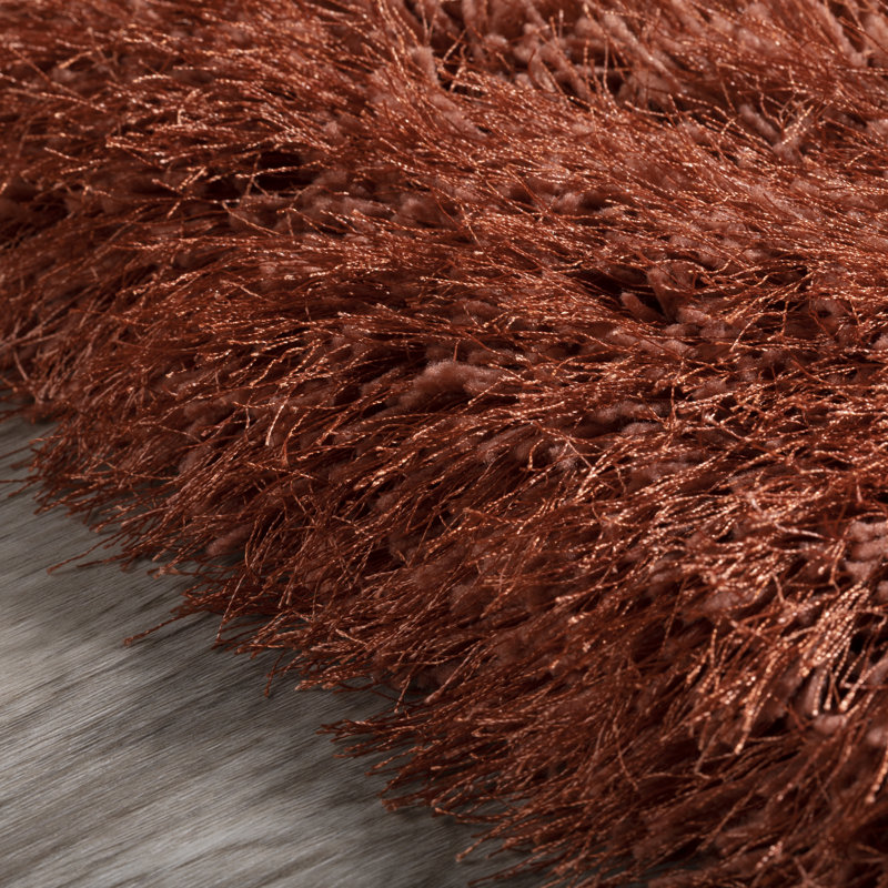 Tapis de couleur paprika touffeté à la main Petrey, Rectangle 5 pi x 7 pi 6 po