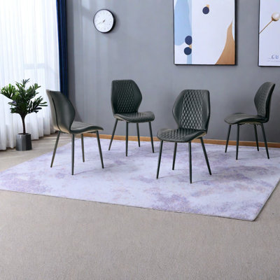 Comfort Dining Chairs, Pu And Metal Modern Quilted Set For Home Dining