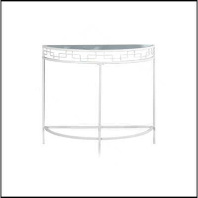 Table d'appoint, console, vestibule, étroit, canapé, salon, chambre à coucher, verre trempé transparent, métal blanc, contemporain, moderne