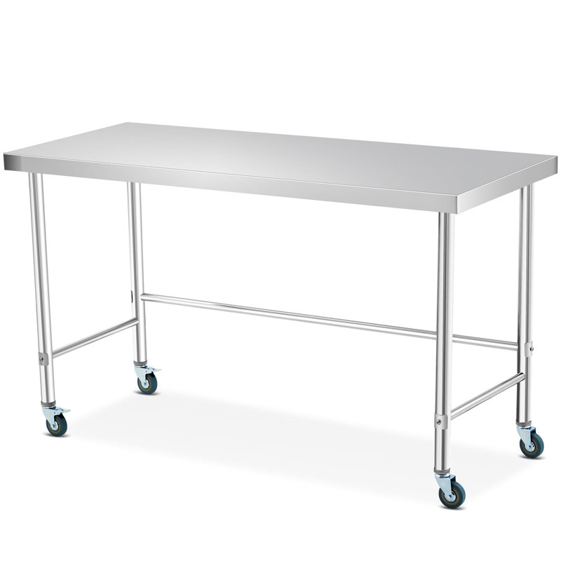 Table de travail 60 x 24 pouces en acier inoxydable avec 4 roues Table de préparation commerciale robuste en métal de qualité alimentaire pour restaurant Home Hotel