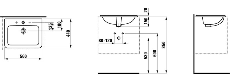 Laufen PRO 22.05'' L Bathroom Sink