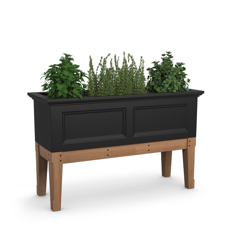 Boîte à fleurs en résine avec réservoir d'eau Arvester, 30'' H x 24'' W x 24'' D, Noir