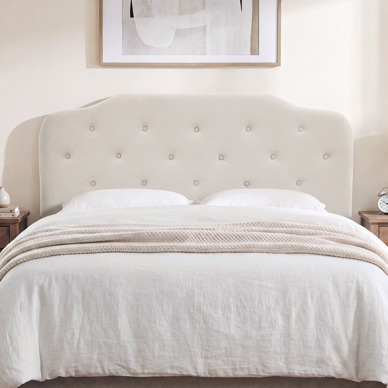 Tête de lit tapissier, Full, Beige, Velvet