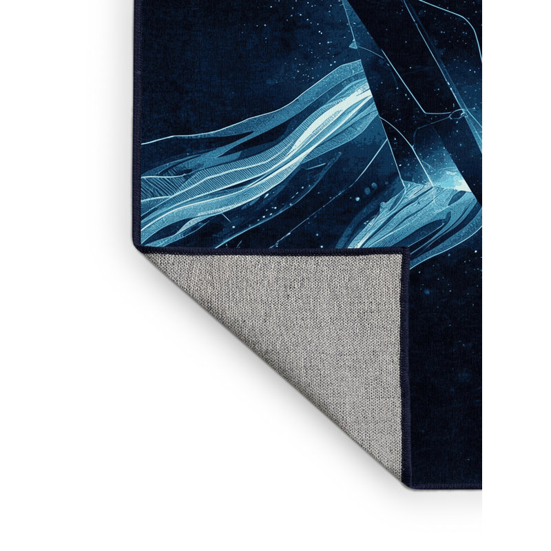 Tapis bleu marine délavé à la machine Alan Haunted Spellbook, 3 x 5