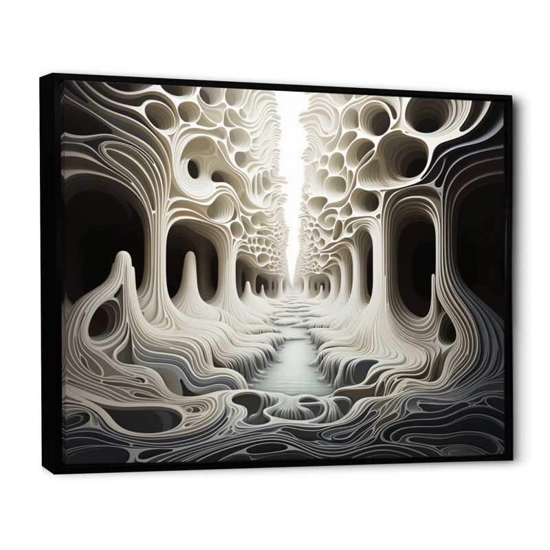 «I», impression noir et blanc et noir, Cadre flottant noir, H 16 po x l 32 po x P 1 po