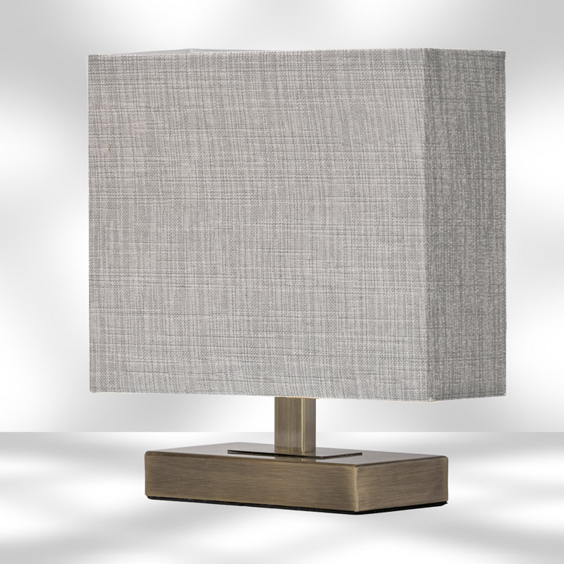 Slimline Metal Rectangle 28cm Bedside Lamp, Grey