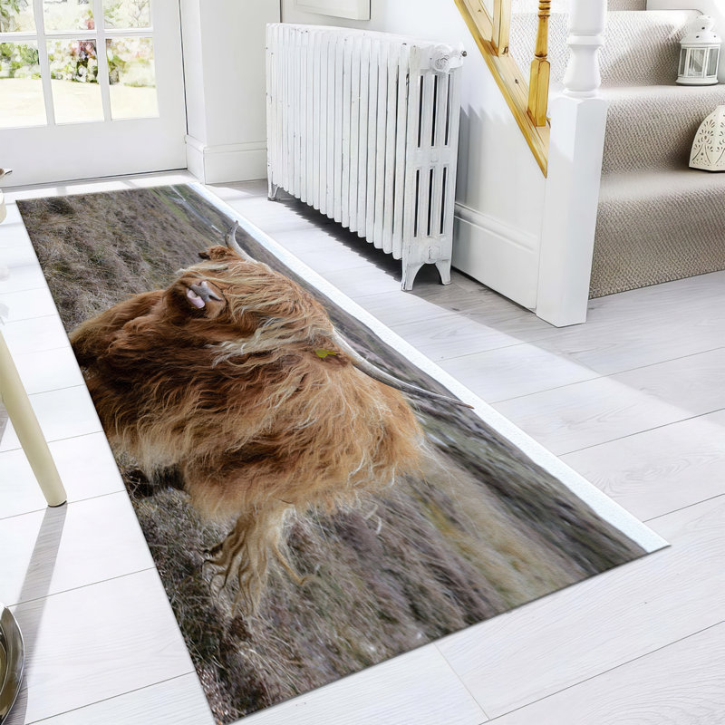 Non-Woven Thin Type Elegant Floral Pattern Printed Rug for Indoor Use in Homes and Offices, Rectangle 2'8" x 4'11"