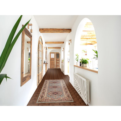 Tapis de couloir traditionnel bleu clair 3x8