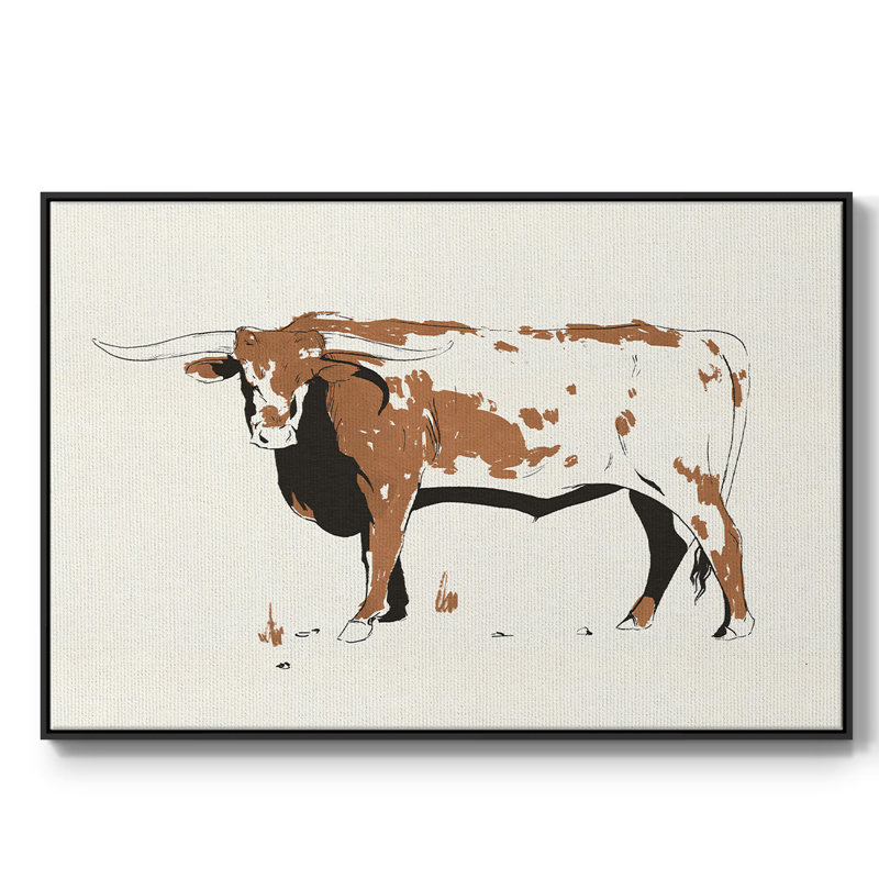 Toile encadrée de qualité supérieure Terre Cotta Steer IV - prête à être accrochée, Toile avec cadre flottant noir