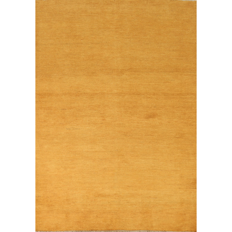 Solid Yellow Gabbeh Oriental Rug 5x7
