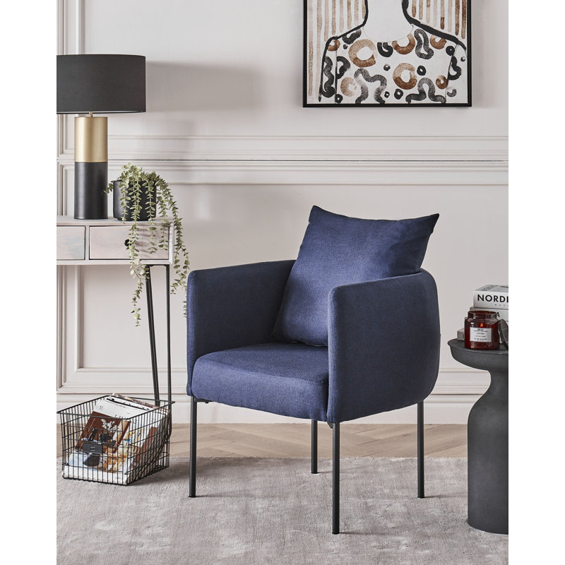 MALMOS Upholstered Armchair, Dark Blue Polyester