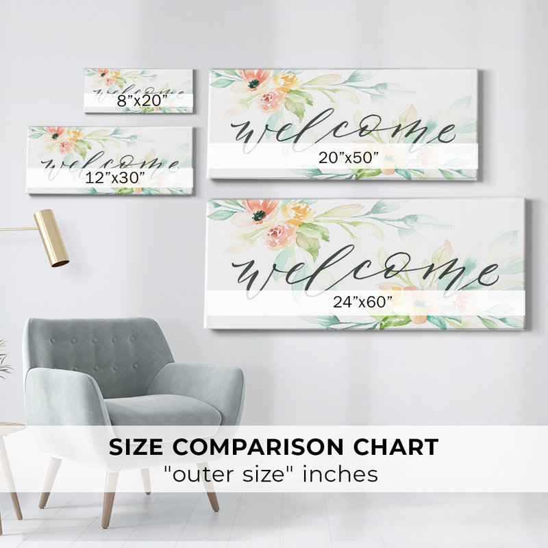 " Welcome ", 20" H x 50" W x 1.5" D